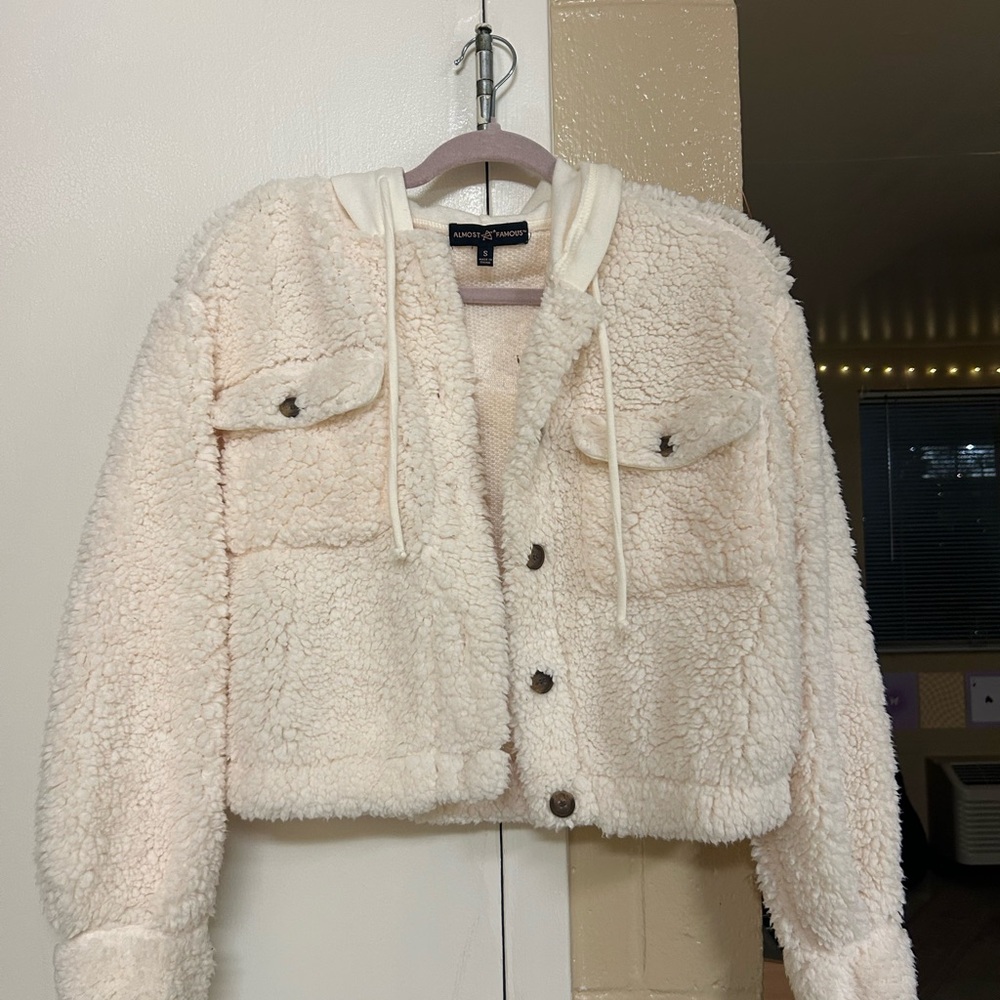 Almost Famous Cream Teddy Jacket